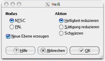 Eigenschaften für das Filter Heiß